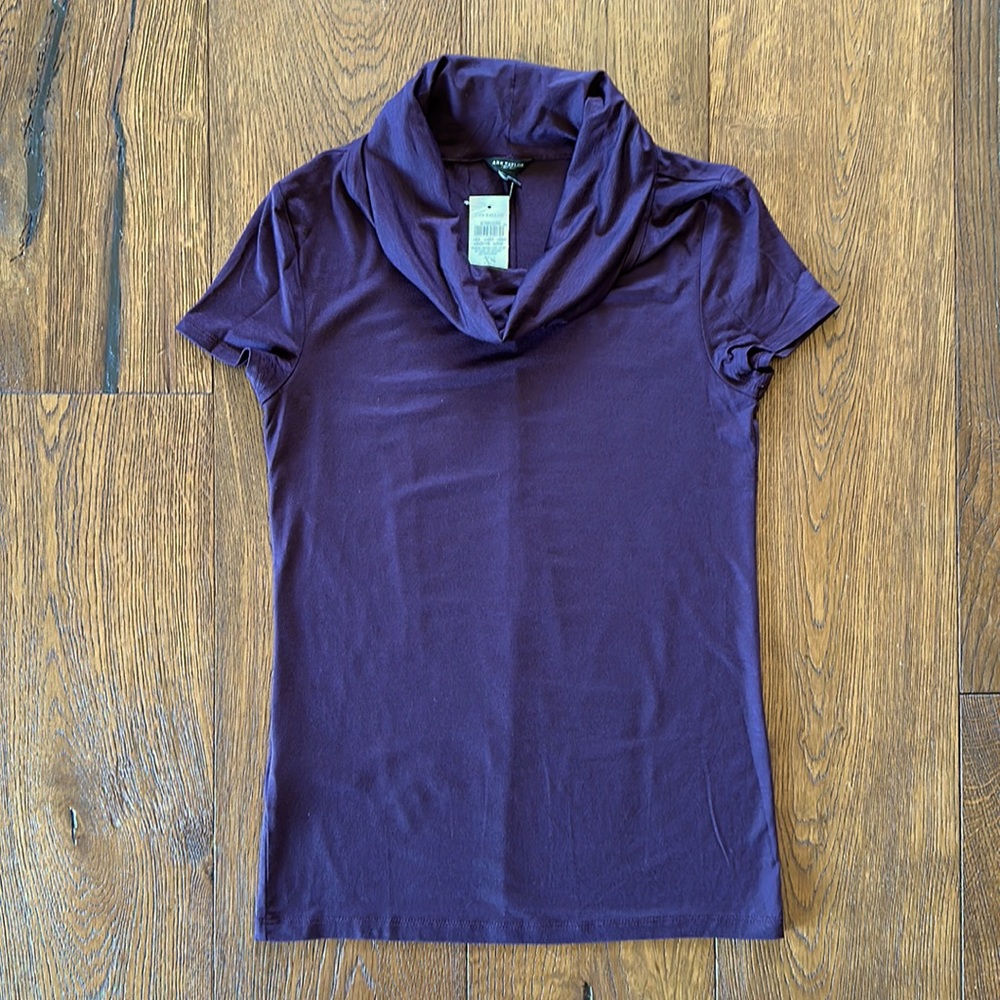 NWT Ann Taylor dark burgundy cowl neck top